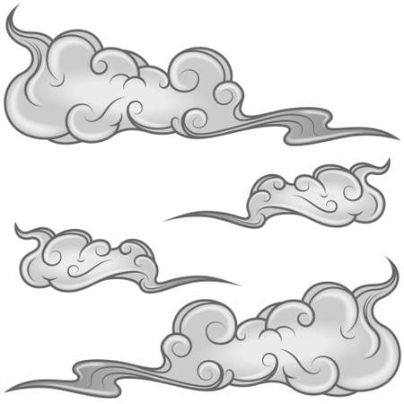 Clouds vector design in Japanese traditional styleのイラスト素材
