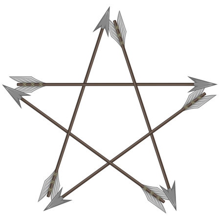 Vector design of five arrows forming star, pentagram with arrowsのイラスト素材