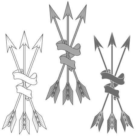 Vector Design of Three Arrows Wrapped in Ribbon, Arrows wrapped in ribbon to place textのイラスト素材