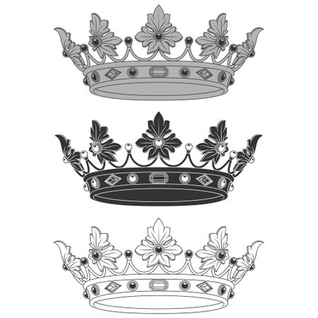 Vector design of golden crown in medieval style, crown of the European monarchyのイラスト素材