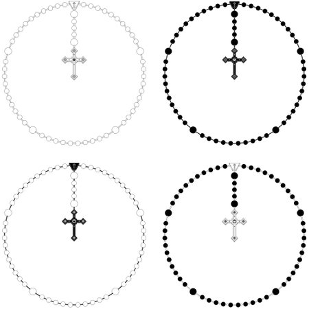 Vector design of rosary with Christian cross, symbol of the Catholic religion, rosary with a circular shapeのイラスト素材