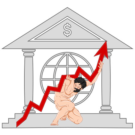 Vector design of the titan Atlas holding an economic chart on his shouldersのイラスト素材