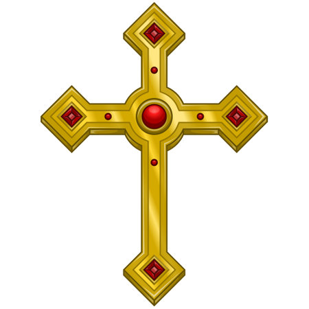 Vector design of christian cross with diamond, symbol of catholic religionのイラスト素材