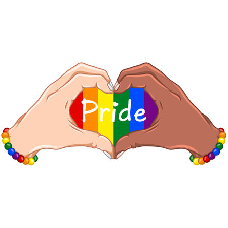 Vector design Hands forming a heart, as a symbol of LGBT prideのイラスト素材