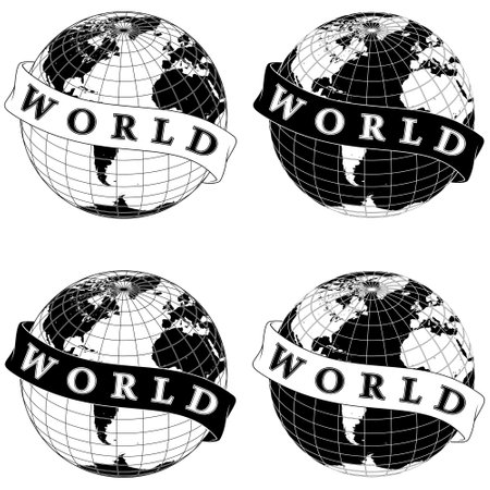 Vector design of planet earth surrounded with ribbon, earth sphere designのイラスト素材