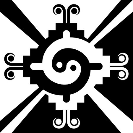 Vector design of Aztec civilization tribal symbol, Mexican indigenous geometric pattern designのイラスト素材