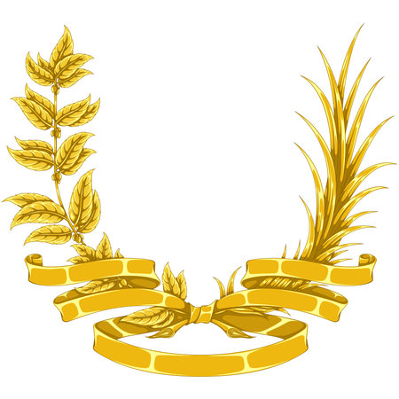 Plant arrangement tied with ribbon, heraldic plantsのイラスト素材