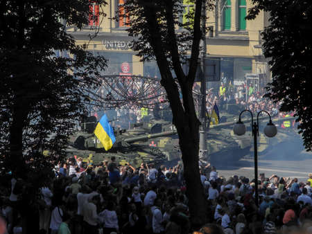 A parade of military hardware in Kiev on independence day 2018