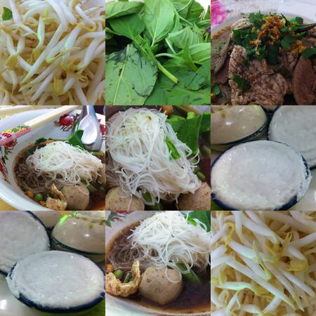 Photo Set of Traditional Thai Noodle with Dessert