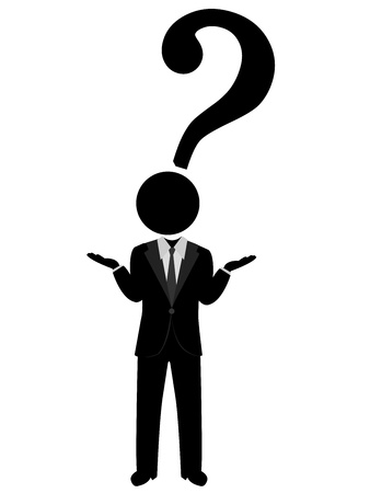 The Businessman With Question Mark Head Isolated on White Background の写真素材