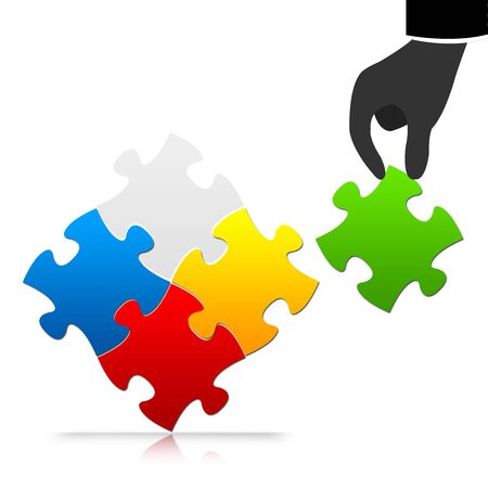 Missing Piece Puzzle Isolated on White Background の写真素材