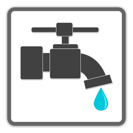 Square Running Water Sign With Water Drop Isolated on White Background の写真素材