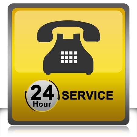 The 24 Hour Service Sign Isolate on White Backgroundの写真素材