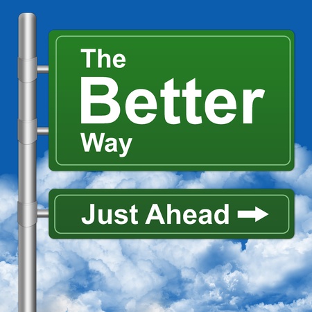 Better Way Just Ahead Highway Street Sign With Blue Sky Background の写真素材