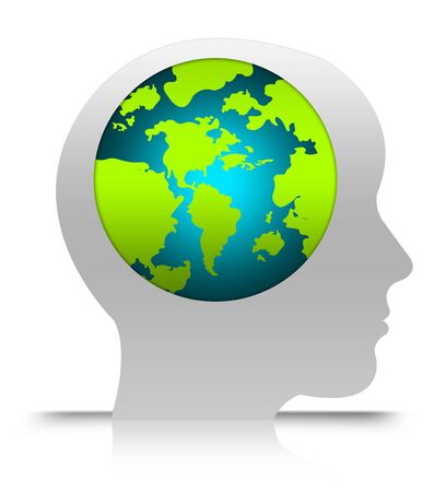 Think Green, Stop Global Warming or Save The Earth Concept Isolated on White Background の写真素材