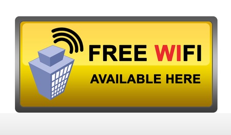 Square Free Wifi Available Here With Glossy Style Isolated on White Backgroundの写真素材