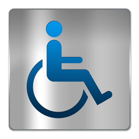 Square Silver Metallic Plate For Wheelchair Handicap Toilet Sign Isolate on White Backgroundの写真素材