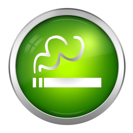 Green Glossy Style Smoking Area Sign Isolated on White の写真素材
