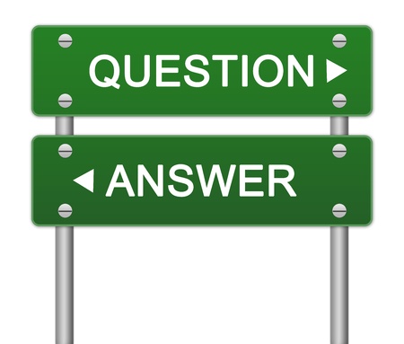 Business Direction Concept Present By Green Question or Answer Street Sign On White Background の写真素材