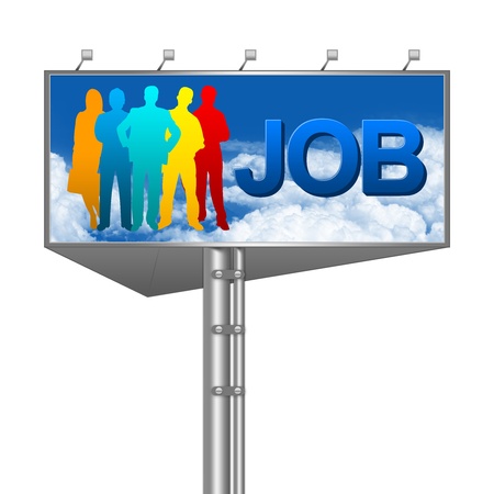 Colorful Candidate With Job Text on Billboard For Job Seeker Concept Isolated on White Backgroundの写真素材