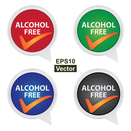 Vector : Icon for Marketing Campaign, Product Information or Product Ingredient Concept Present By Colorful Alcohol Free Icon With Check Mark Sign Isolated on White Backgroundのイラスト素材