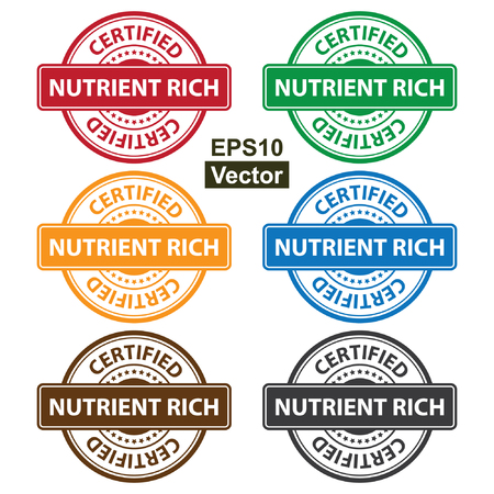 Vector : Quality Management Systems, Quality Assurance and Quality Control Concept Present By Colorful Rejected Icon With Nutrient Rich Certified Text and Little Star Isolated on White Backgroundのイラスト素材