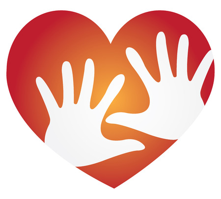 Volunteer, Charity or Donation Concept Present By Red Heart With White Hand Inside Isolated On White Backgroundの写真素材