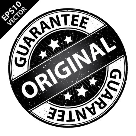 Vector : Quality Management Systems, Quality Assurance and Quality Control Concept Present By Original Label on Black Grunge Glossy Style Icon With Guarantee Text Around Isolated on White Backgroundのイラスト素材