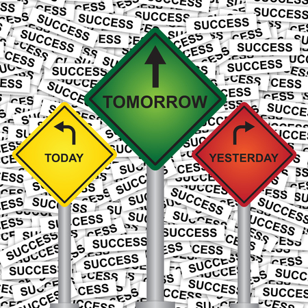 Business and Finance or Time Management Concept Present By Rhombus Yellow, Green and Red Street Sign...