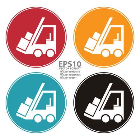 Vector : Colorful Circle Forklift Truck Icon, Sign or Symbol Isolated on White Backgroundのイラスト素材