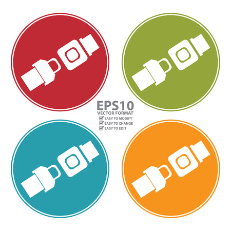 Vector : Colorful Circle Seat Belt or Safety Belt Icon, Sign or Symbol Isolated on White Backgroundのイラスト素材