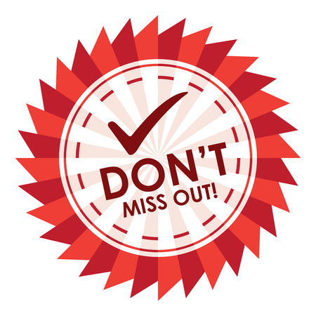 Red Don\'t Miss Out Icon, Sticker, Badge or Label Isolated on White Backgroundの写真素材