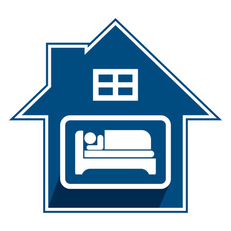 Blue Hotel, Motel, Guesthouse Sign, Icon, Sticker or Label Isolated on White Backgroundの写真素材