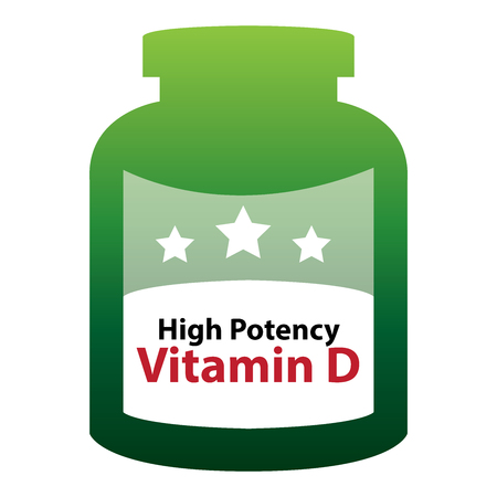 Green High Potency Vitamin D Container Isolated on White Backgroundの写真素材