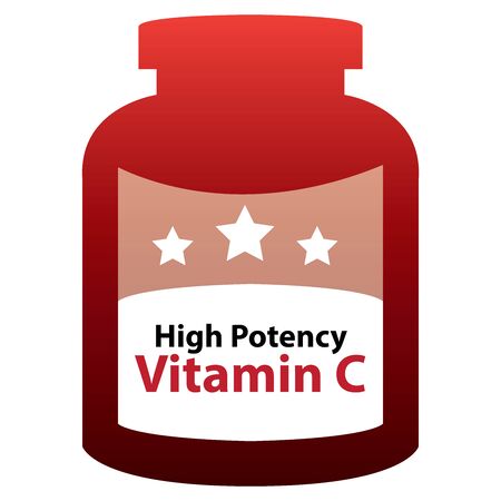 Red High Potency Vitamin C Container Isolated on White Backgroundの写真素材