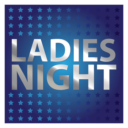 Blue Square Metallic Style Ladies Night Sticker or Label Isolated on White Backgroundの写真素材