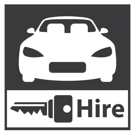 Black Square Car Hire or Car Rental Service Icon, Sticker or Label Isolated on White Backgroundの写真素材