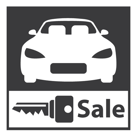 Black Square Car Sale Service Icon, Sticker or Label Isolated on White Backgroundの写真素材