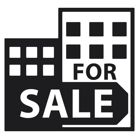 Black Condominium, Apartment, Building or Office For Sale Isolated on White Backgroundの写真素材