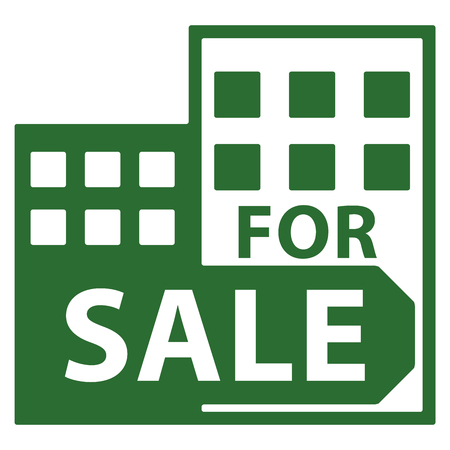 Green Condominium, Apartment, Building or Office For Sale Isolated on White Backgroundの写真素材
