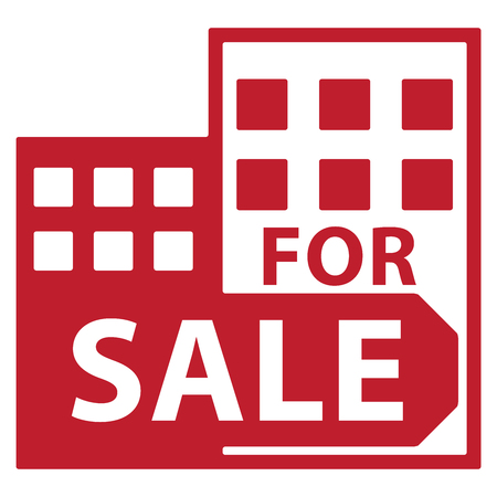 Red Condominium, Apartment, Building or Office For Sale Isolated on White Backgroundの写真素材