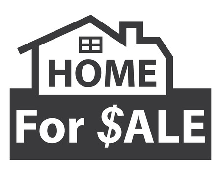 Black Home for $ale Icon, Sign or Label Isolated on White Backgroundの写真素材