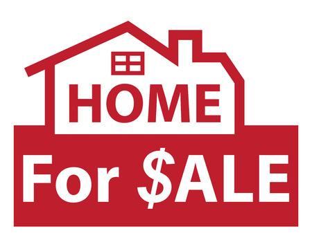 Red Home for $ale Icon, Sign or Label Isolated on White Backgroundの写真素材