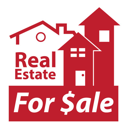Red Real Estate for $ale Icon, Sign or Label Isolated on White Backgroundの写真素材