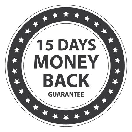Black Circle Vintage Style 15 Days Money Back Guarantee Icon, Sticker or Label Isolated on White Backgroundの写真素材