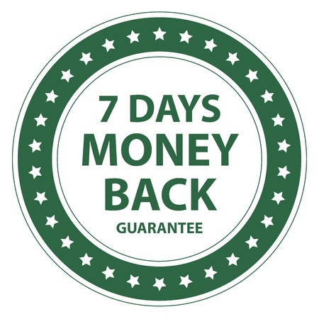 Green Circle Vintage Style 7 Days Money Back Guarantee Icon, Sticker or Label Isolated on White Backgroundの写真素材