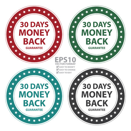 Vector : Circle Vintage Style 30 Days Money Back Guarantee Icon, Sticker or Label Isolated on White Backgroundのイラスト素材