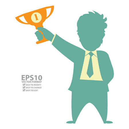 Vector : Businessman With Trophy Isolated on White Backgroundのイラスト素材