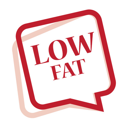 Red Speech Bubble Low Fat Icon, Sticker or Label Isolated on White Backgroundの写真素材