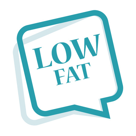 Blue Speech Bubble Low Fat Icon, Sticker or Label Isolated on White Backgroundの写真素材